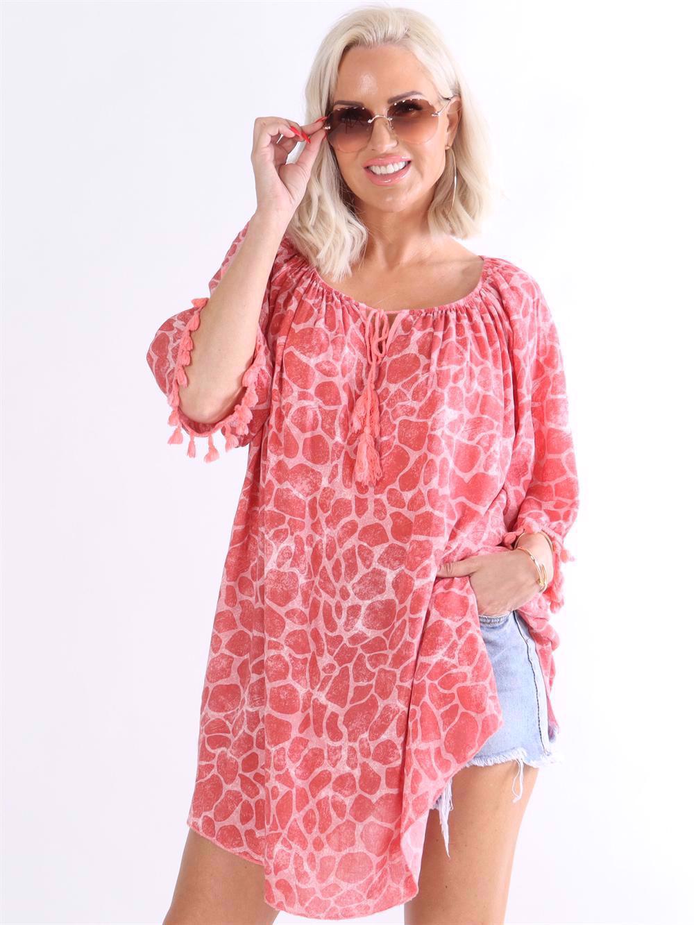 Gilsa - Mönstrad tunika med tofsar